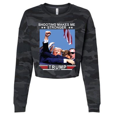 Shooting Makes Me Stronger Trump 2024 Cropped Pullover Crew