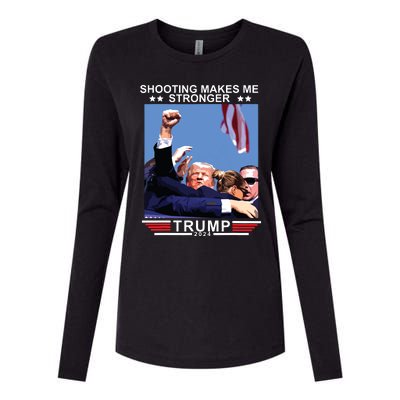 Shooting Makes Me Stronger Trump 2024 Womens Cotton Relaxed Long Sleeve T-Shirt