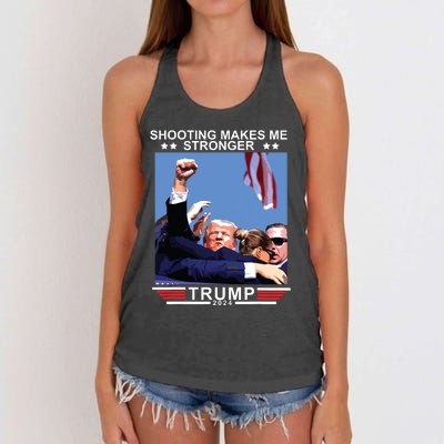 Shooting Makes Me Stronger Trump 2024 Women's Knotted Racerback Tank