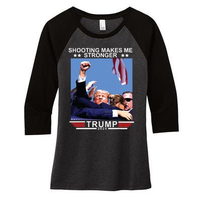 Shooting Makes Me Stronger Trump 2024 Women's Tri-Blend 3/4-Sleeve Raglan Shirt