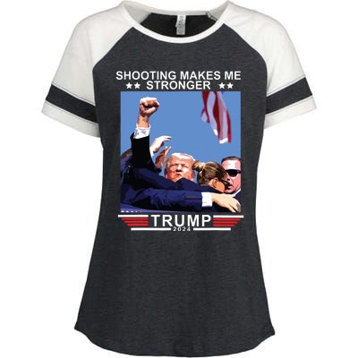 Shooting Makes Me Stronger Trump 2024 Enza Ladies Jersey Colorblock Tee