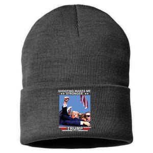 Shooting Makes Me Stronger Trump 2024 Sustainable Knit Beanie