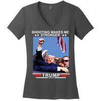 Shooting Makes Me Stronger Trump 2024 Women's V-Neck T-Shirt