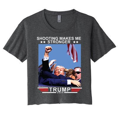 Shooting Makes Me Stronger Trump 2024 Women's Crop Top Tee