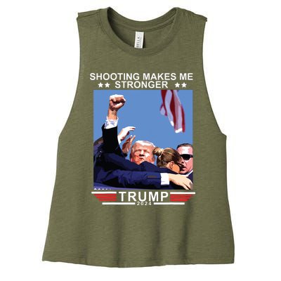 Shooting Makes Me Stronger Trump 2024 Women's Racerback Cropped Tank