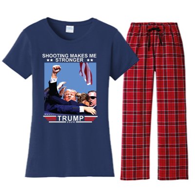 Shooting Makes Me Stronger Trump 2024 Women's Flannel Pajama Set