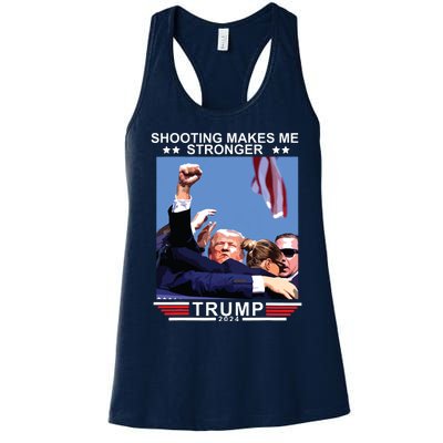 Shooting Makes Me Stronger Trump 2024 Women's Racerback Tank