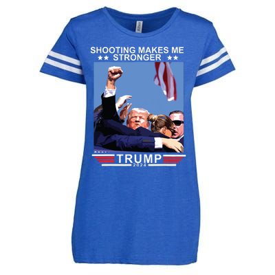 Shooting Makes Me Stronger Trump 2024 Enza Ladies Jersey Football T-Shirt