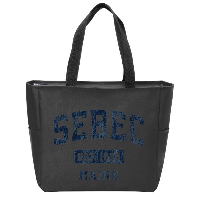 Sebec Maine Me Vintage Established Zip Tote Bag