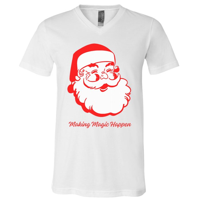 Santa Making Magic Happen Classic V-Neck T-Shirt