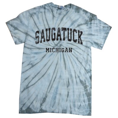 Saugatuck Michigan Mi Vintage Athletic Sports Design Tie-Dye T-Shirt