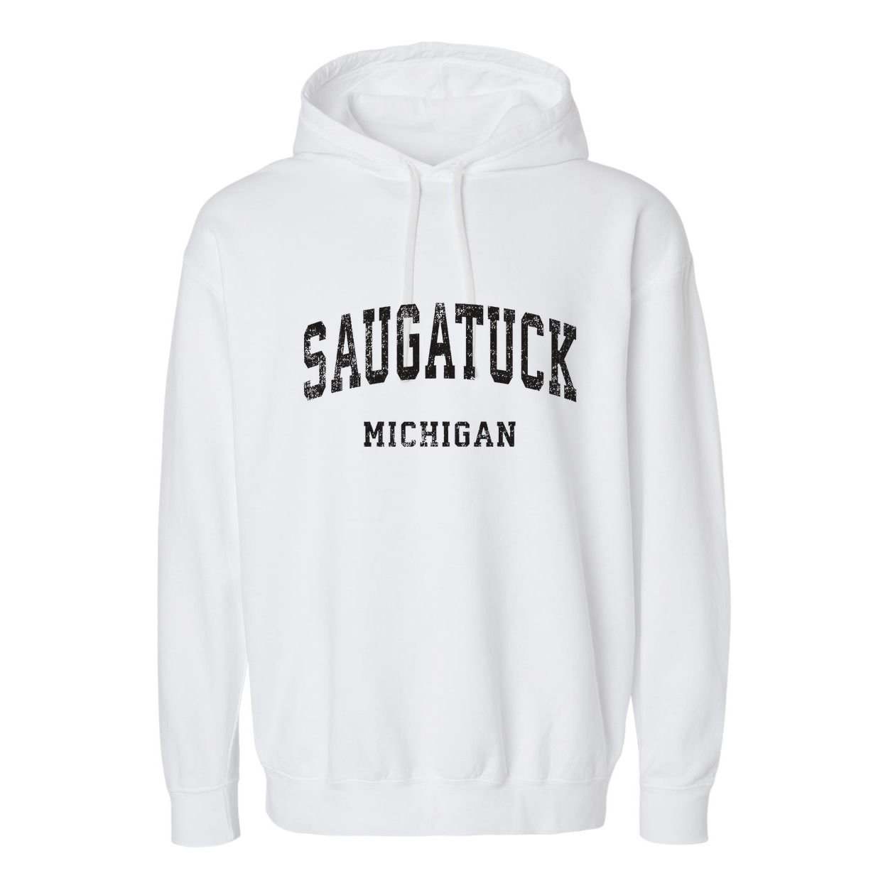 Saugatuck Michigan Mi Vintage Athletic Sports Design Garment-Dyed Fleece Hoodie