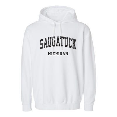 Saugatuck Michigan Mi Vintage Athletic Sports Design Garment-Dyed Fleece Hoodie