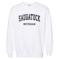 Saugatuck Michigan Mi Vintage Athletic Sports Design Garment-Dyed Sweatshirt