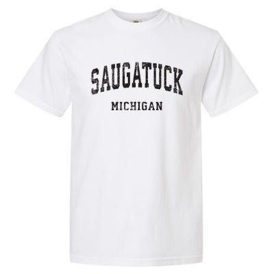 Saugatuck Michigan Mi Vintage Athletic Sports Design Garment-Dyed Heavyweight T-Shirt