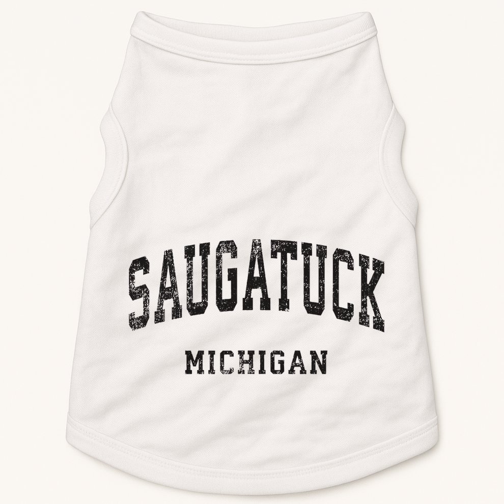 Saugatuck Michigan Mi Vintage Athletic Sports Design Doggie Tank