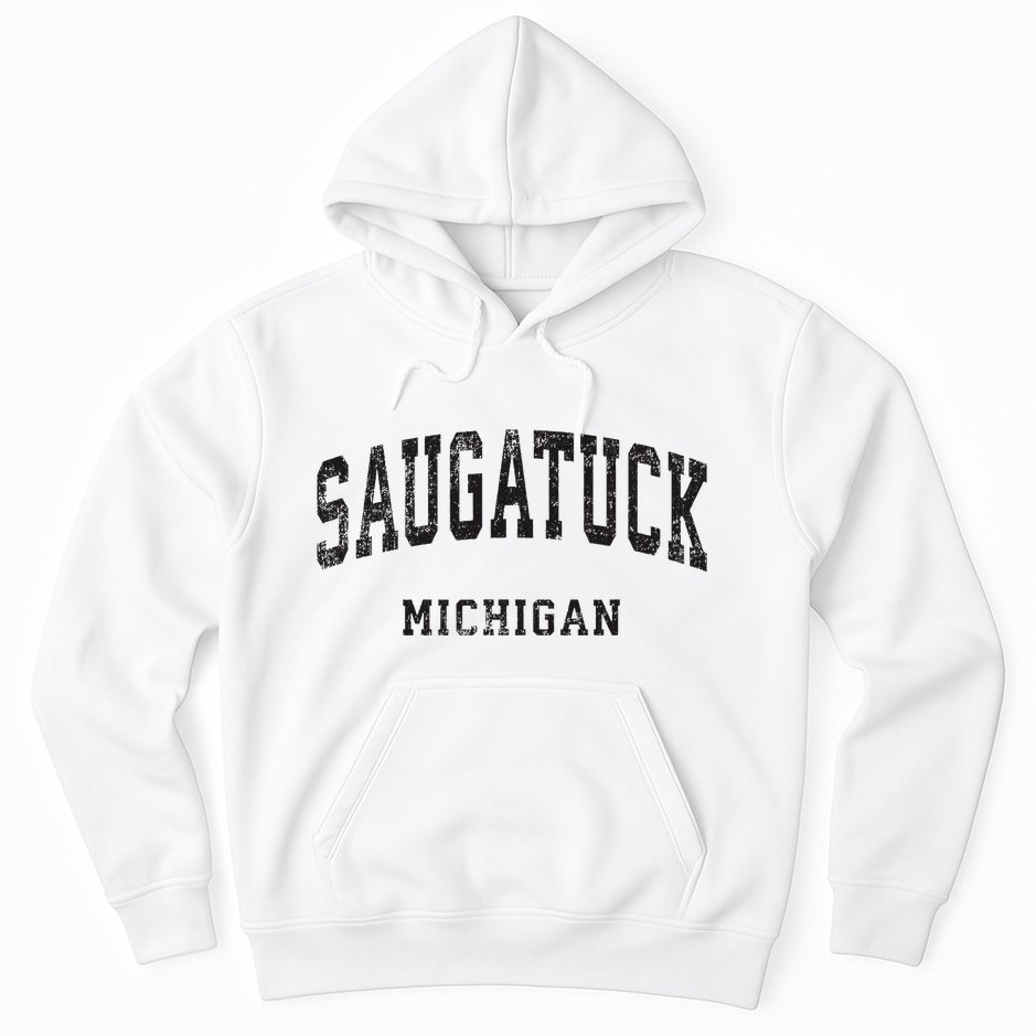 Saugatuck Michigan Mi Vintage Athletic Sports Design Hoodie