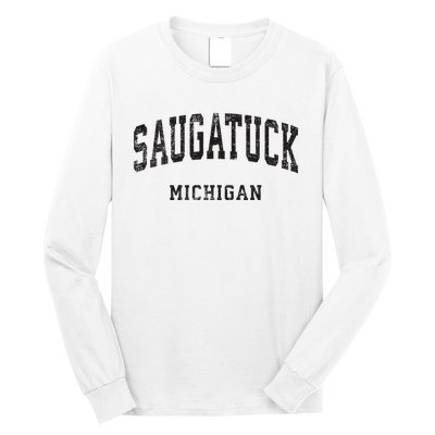 Saugatuck Michigan Mi Vintage Athletic Sports Design Long Sleeve Shirt