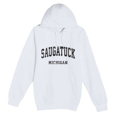 Saugatuck Michigan Mi Vintage Athletic Sports Design Premium Pullover Hoodie