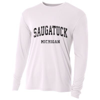 Saugatuck Michigan Mi Vintage Athletic Sports Design Cooling Performance Long Sleeve Crew