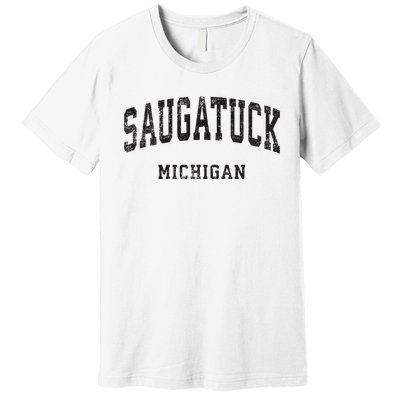 Saugatuck Michigan Mi Vintage Athletic Sports Design Premium T-Shirt