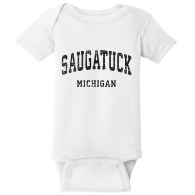 Saugatuck Michigan Mi Vintage Athletic Sports Design Baby Bodysuit