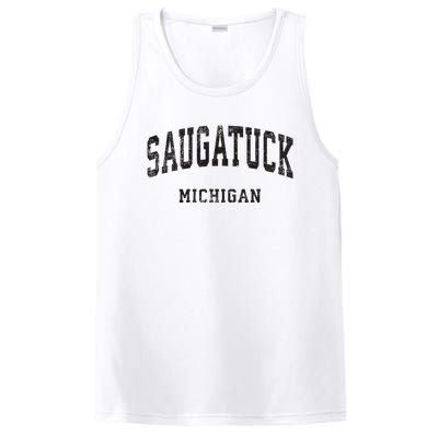 Saugatuck Michigan Mi Vintage Athletic Sports Design PosiCharge Competitor Tank