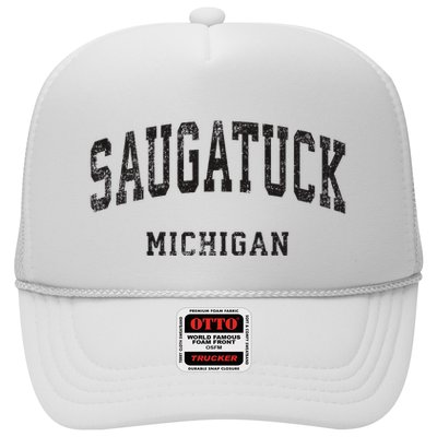 Saugatuck Michigan Mi Vintage Athletic Sports Design Trucker Hat