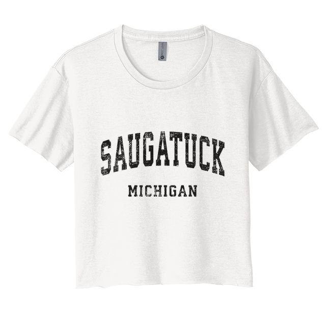 Saugatuck Michigan Mi Vintage Athletic Sports Design Crop Top
