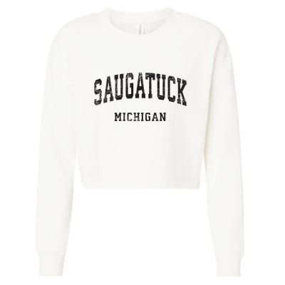 Saugatuck Michigan Mi Vintage Athletic Sports Design Cropped Pullover Crew