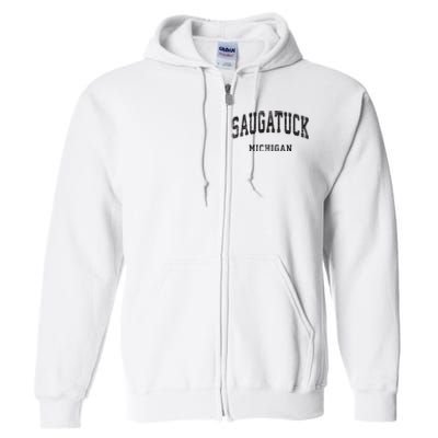 Saugatuck Michigan Mi Vintage Athletic Sports Design Full Zip Hoodie