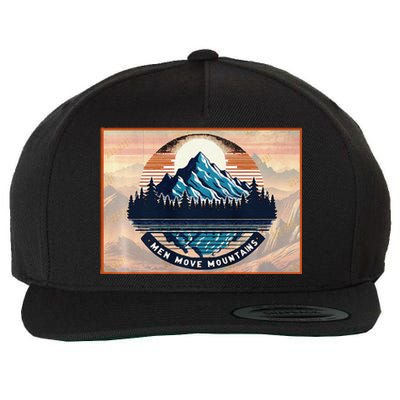 Stylish Move Mountains Mountain Climbing Graphic Design Premium Wool Snapback Cap