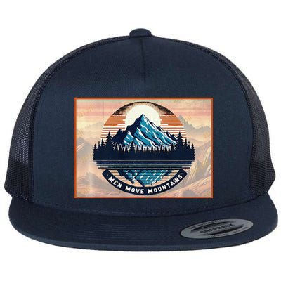 Stylish Move Mountains Mountain Climbing Graphic Design Premium Flat Bill Trucker Hat