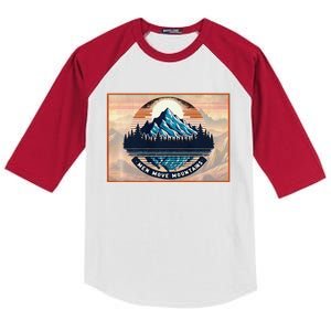 Stylish Move Mountains Mountain Climbing Graphic Design Premium Kids Colorblock Raglan Jersey