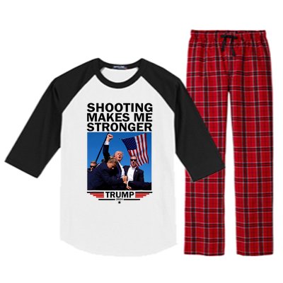 Shooting Makes Me Stronger Donald Trump 2024 Raglan Sleeve Pajama Set