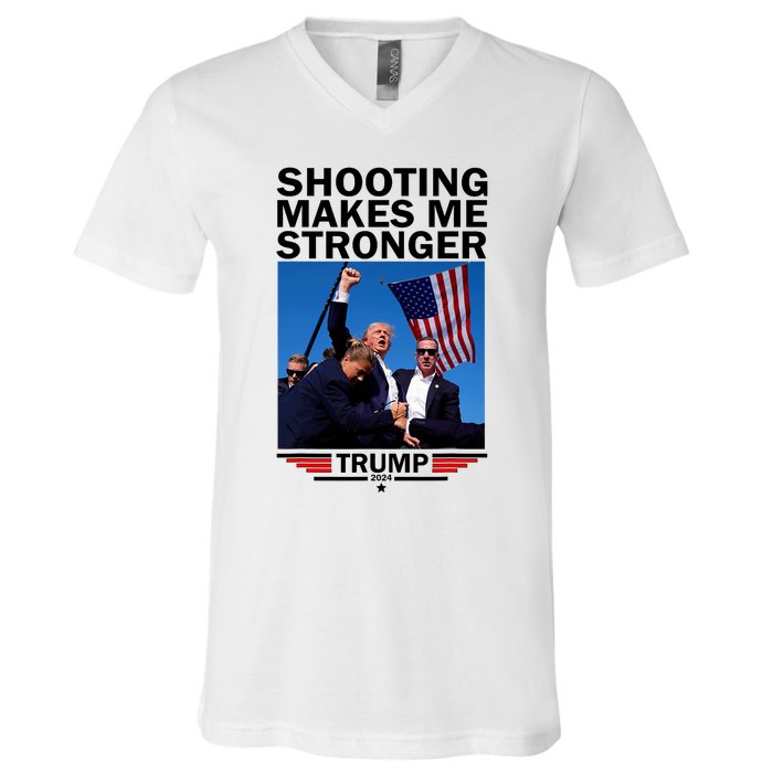 Shooting Makes Me Stronger Donald Trump 2024 V-Neck T-Shirt