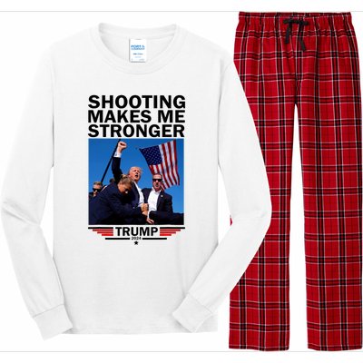 Shooting Makes Me Stronger Donald Trump 2024 Long Sleeve Pajama Set