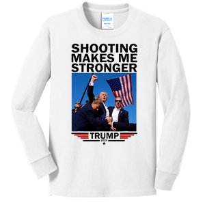 Shooting Makes Me Stronger Donald Trump 2024 Kids Long Sleeve Shirt