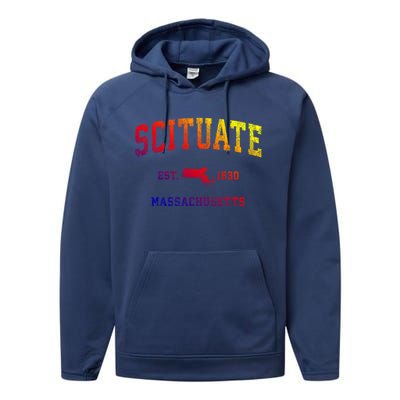 Scituate Massachusetts Ma Vintage Athletic Sports Design Great Gift Performance Fleece Hoodie