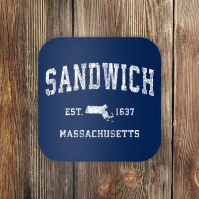 Sandwich Massachusetts Ma Vintage Established Athletic Sports Design Coaster