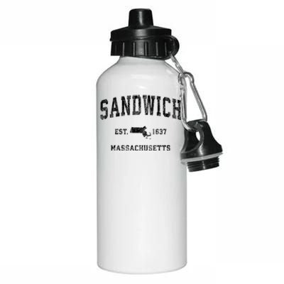 Sandwich Massachusetts Ma Vintage Established Athletic Sports Design Aluminum Water Bottle 