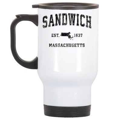 Sandwich Massachusetts Ma Vintage Established Athletic Sports Design Stainless Steel Travel Mug