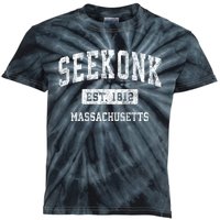 Seekonk Massachusetts Ma Vintage Sports Established Kids Tie-Dye T-Shirt