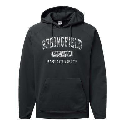 Springfield Massachusetts Ma Vintage Established Sports Performance Fleece Hoodie