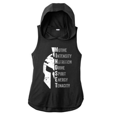 Spartan Mindset Motivational Inspirational Quote Graphic Ladies PosiCharge Tri-Blend Wicking Draft Hoodie Tank