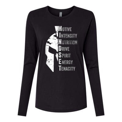 Spartan Mindset Motivational Inspirational Quote Graphic Womens Cotton Relaxed Long Sleeve T-Shirt