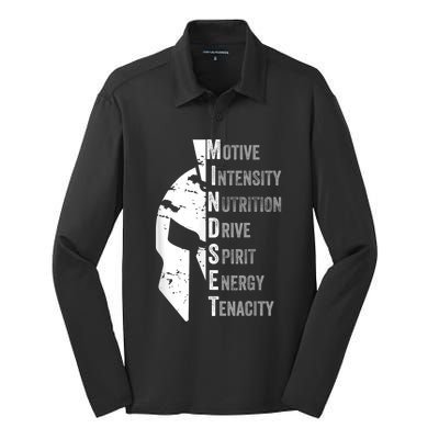 Spartan Mindset Motivational Inspirational Quote Graphic Silk Touch Performance Long Sleeve Polo