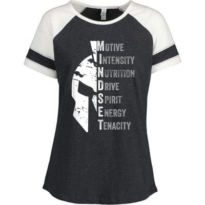 Spartan Mindset Motivational Inspirational Quote Graphic Enza Ladies Jersey Colorblock Tee