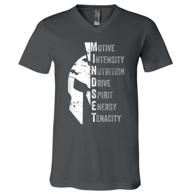 Spartan Mindset Motivational Inspirational Quote Graphic V-Neck T-Shirt