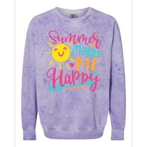 Summer Makes Me Happy Colorblast Crewneck Sweatshirt